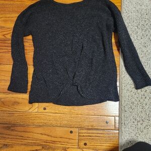 Pinkblush Black Ribbed Twist-Front Sweater
